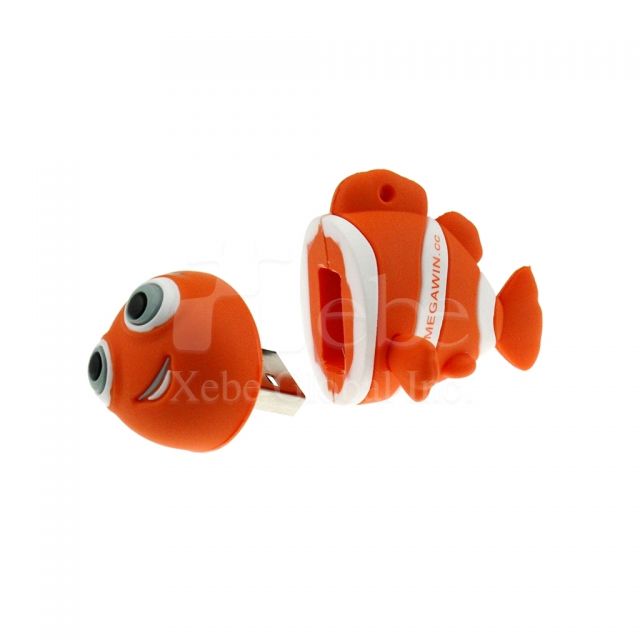Clownfish usb pen drive Soft plastic molding