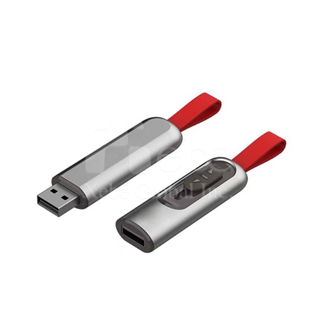 futuristic iron grey retractable USB drive